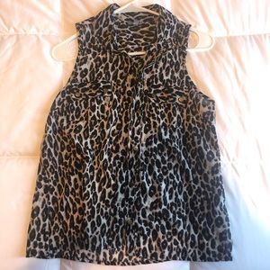 Leapord Print Cutoff Blouse Size S